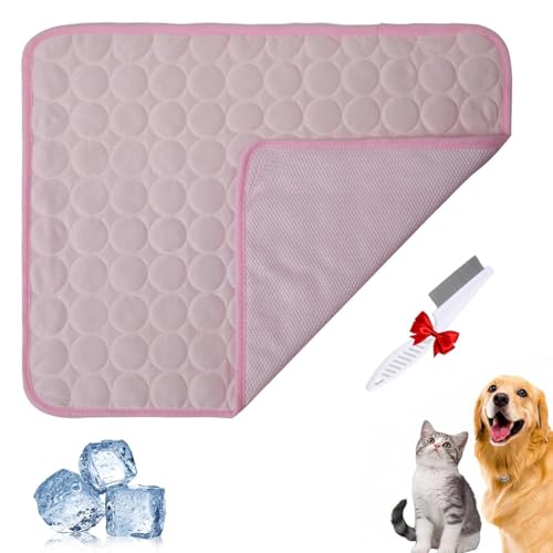 Pfotenfrost Kühlmatte für Katzen Hund, 3-Schicht-System Selbstkühlende Waschbar für Zuhause, Auto, Garten oder Unterwegs,Rosa-M(62 * 50cm) von Generic
