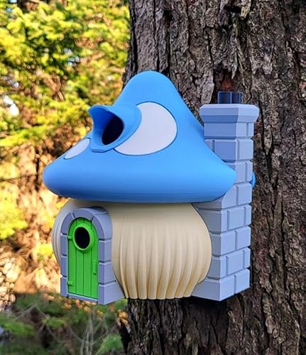 Pilz-Feenhaus Vogelhaus | 21 x 21 x 27 cm skurrile Gartendekoration | Vogelhaus für den Außenbereich für kleine Vögel | witterungsbeständiges PETG-Design von Generic
