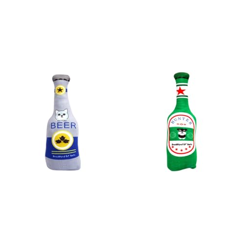 Plüsch Bierflasche Hundespielzeug Kauspielzeug, Robustes und Zahnreinigend, Plüsch Dog Toys mit Quietsche,Interaktives Hundespielzeug Quietschend, Für Welpen Hunde (2C,ø8X22CM) von Generic