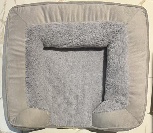 Plüsch-Haustierbett mit hohen Wänden, quadratisches gepolstertes Design, Grau Plüsch-Haustierbett mit hohen Wänden, quadratisches gepolstertes Design, Grau von Generic