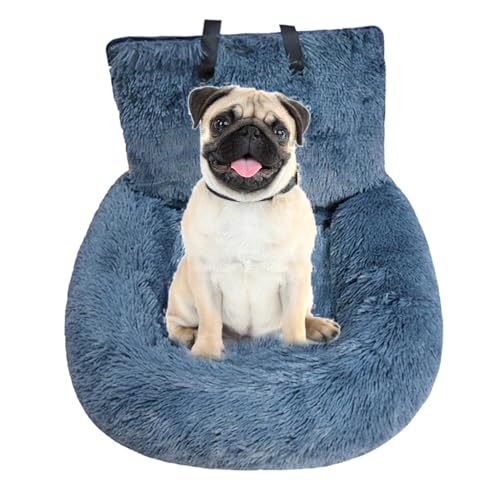 Plüsch Hundewagen Sitzbett - Autohund Zwinger Sicherheitssitz, tragbarer erhöhter Haustier -Reise -Booster | Autentiermatte, weiche Polyester -Füllung Nicht -Slip -Basis -Sicherheitsgurt -Tether für von Generic