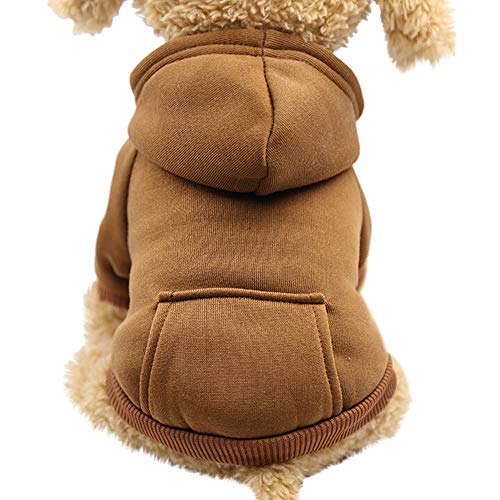Polyester mit Kapuze Tierbekleidung Kleidung mit Tasche Hundepullover Tierbekleidung Hundepullover kleines Mädchen (Kaffee, M) von Generic