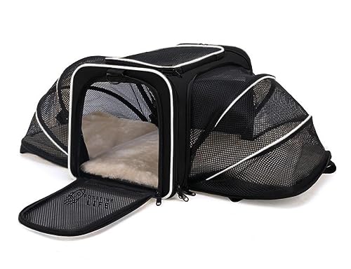 Postive Life Haustiertragetasche für Katzen, Hunde und Kleintiere, 4-seitig, zusammenklappbar, groß, von Fluggesellschaften zugelassen, TSA-geprüft, Hundetragetasche unter dem Sitz, erweiterbar, von Generic