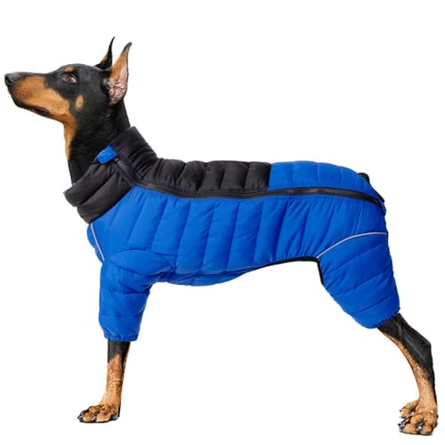 Puffjacke für Hunde – Ganzkörper-Schneeanzug, weich, leicht, warm, mit reflektierenden Streifen, winddichte Outdoor-Kleidung für kleine, mittelgroße und große Hunde von Generic