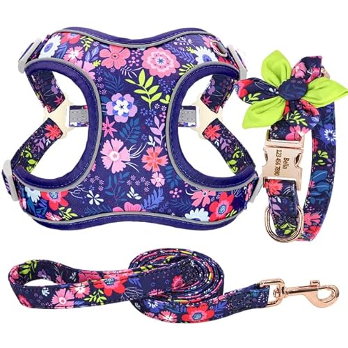 Puppy Neckwear Hundegeschirr 3Pcs/Lot Personalisierte Hundehalsband Geschirr Leine Set Hundehalsband Geschirr Für Mittlere Große Hunde/114 Blau/L Puppy Neckwear Hundegeschirr 3Pcs/Lot Personalisierte Hundehalsband Geschirr Leine Set Hundehalsband Geschirr Für Mittlere Große Hunde/114 Blau/L von Generic