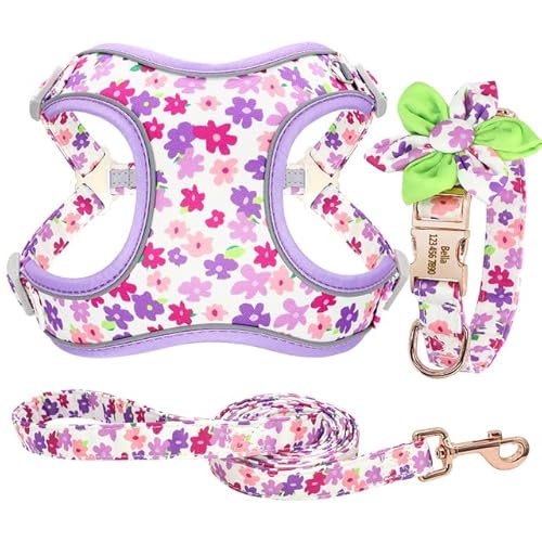 Puppy Neckwear Hundegeschirr 3Pcs/Lot Personalisierte Hundehalsband Geschirr Leine Set Hundehalsband Geschirr Für Mittlere Große Hunde/114 Lila/L Puppy Neckwear Hundegeschirr 3Pcs/Lot Personalisierte Hundehalsband Geschirr Leine Set Hundehalsband Geschirr Für Mittlere Große Hunde/114 Lila/L von Generic