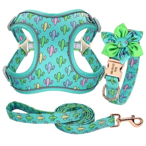 Puppy Neckwear Hundegeschirr 3Pcs/Lot Personalisierte Hundehalsband Geschirr Leine Set Hundehalsband Geschirr Für Mittlere Große Hunde/Kaktus/L Puppy Neckwear Hundegeschirr 3Pcs/Lot Personalisierte Hundehalsband Geschirr Leine Set Hundehalsband Geschirr Für Mittlere Große Hunde/Kaktus/L von Generic