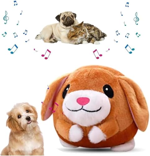 Quietschendes, interaktives Hundeballspielzeug, aktiv bewegliches Plüsch-Quietschspielzeug, formelles Kauspielzeug, mittelgroß, um sie mit Musik zu beschäftigen (Hund) von Generic