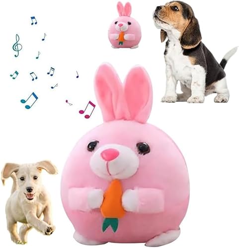 Quietschendes, interaktives Hundeballspielzeug, aktiv bewegliches Plüsch für Haustiere, Kauspielzeug, formelles Mittelgroßes Springspielzeug mit Musik (Rosa Kaninchen) von Generic