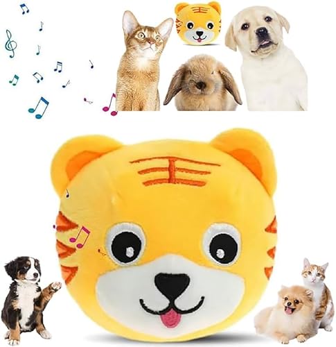 Quietschendes, interaktives Hundeballspielzeug, aktives, bewegliches Plüsch für Haustiere, Kauplüsch, formell, mittelgroß, um sie mit Springender Musik zu beschäftigen (Tiger) von Generic
