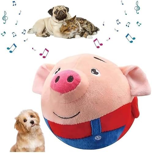 Quietschendes, interaktives Hundeballspielzeug, aktives, bewegliches Plüschschwein, das von lauter Musik begleitet Wird, um das Haustier mit Springen zu beschäftigen (rot) von Generic