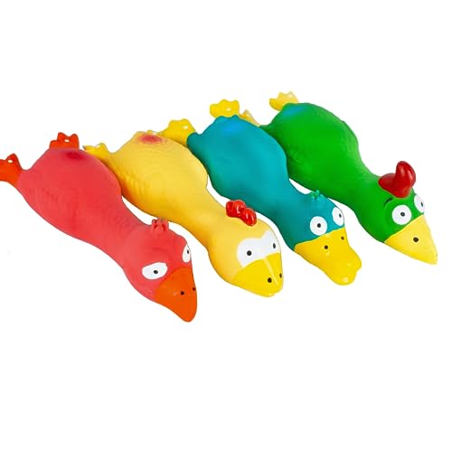Quietschendes Huhn-Hundespielzeug, Latex, quietschendes Gummi, farbiges Huhn-Spielzeug für kleine Hunde und Welpen (16,5 cm, mehrfarbig) 4 Stück von Generic