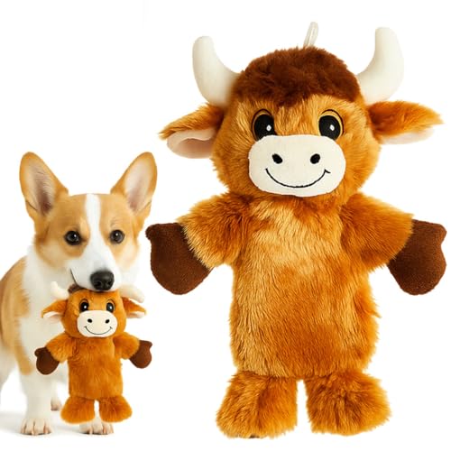 Quietschendes Plüschtier für Hunde - 29,2 cm lange Hornkuh mit Knistern und verstecktem Quietscher - Weiches Kuschelspielzeug für kleine und mittelgroße Hunde, leichte bis moderate Kauer Quietschendes Plüschtier für Hunde - 29,2 cm lange Hornkuh mit Knistern und verstecktem Quietscher - Weiches Kuschelspielzeug für kleine und mittelgroße Hunde, leichte bis moderate Kauer von Generic