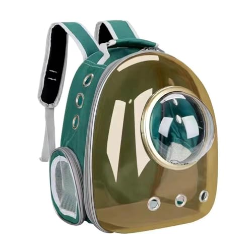 Raumkapsel-Katzenrucksack, Panorama-transparente Katzentasche, tragbarer Outdoor-Haustierrucksack, atmungsaktiver Outdoor-Haustierrucksack Transparent Tee Grün（Goldener Kreis） von Generic