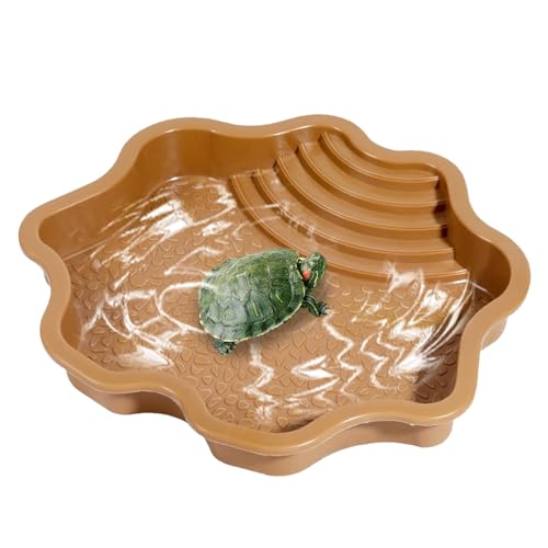 Reptile Water Bowl - Große Kapazität Futterschale für Schildkröte, Reptile Bathing Pool, Reptile Habitat, Tortoise Feeder Schüssel mit Ramp für Geckos, Schildkröten von Generic