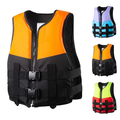 Rettungsweste for Erwachsene PFD, Schwimmweste mit high Auftrieb, Sicherheitsweste mit verstellbarem Gurt, for Kajakfahren, Bootfahren und Wassersport(Orange,L) von Generic