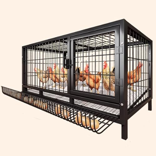 Robustes Hühnergehege Mit Herausnehmbarem Eierablage, Metall-Hühnerstall Mit Sicheren Türen, Ideal Für Drinnen Und Draußen, Perfekt Für Ihre Herde(Black) von Generic