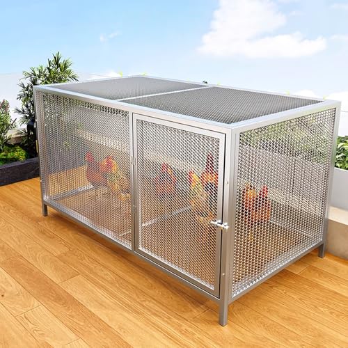 Robustes Metall-Hühnerhaus Mit Sicherem Schloss，Wachtelstall Groß Mit Oberlicht & Vordertür Länge 100/147cm Für Enten, Kaninchen, Katzen, Hunde & Kleintiere(Multi-Colored,100 * 58 * 62cm) von Generic