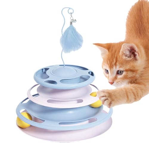 Rotierendes Katzenspielzeug – fliegende Untertasse, drehbarer Leckerli-Spender | Interaktiver, langsamer Futterspender für Hauskatzen, Kätzchen-Snack-Verteilung, ansprechendes Haustierspielzeug für Fu von Generic