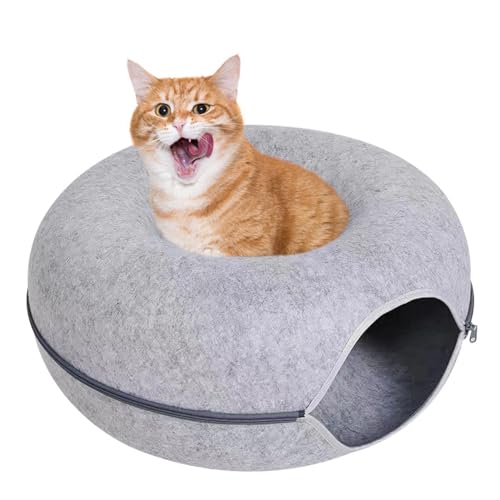 Runder Katzentunnel, gemütlicher Katzentunnel, Plüsch-Donut-Tunnel, Donut-Katzenbett & Katzenhöhle, abnehmbarer und waschbarer Katzentunnel, abnehmbarer Donut-Tunnel für mittelgroße und große Katzen von Generic