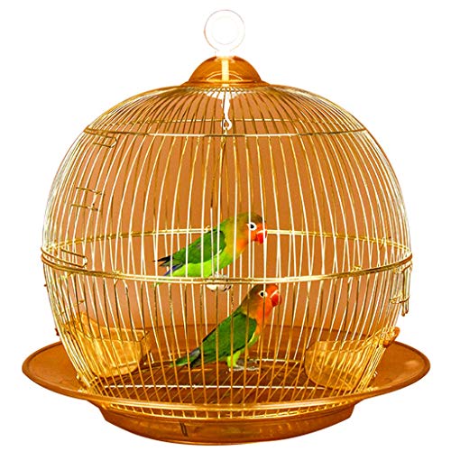 Runder Vogelkäfig Mit Tigerfell, Dekorativer Metallkäfig Für Den Außenbereich, Papageienkäfige Im Retro-Stil, Tauben-Perlenvogel-Kanarienvogel(Gold-4) von Generic