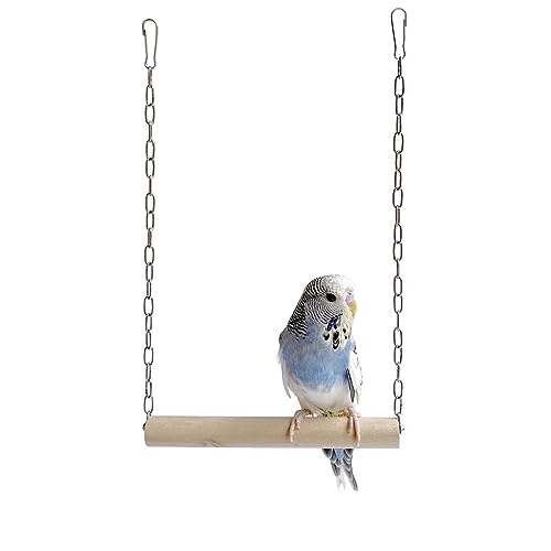 Schaukelspielzeug für Sittiche Swing Perch Small Parrot Toy Swing Wooden Bird Perch for Parrots Canary - Pet Swing for Birdcage (Farbe : Natural, Size : 20x30x2.5cm) von Generic