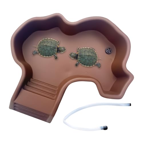Schildkrötenbadepool - 35x32x7cm Reptilienbad, robuster Kunststoff -Aquariumverzier, multifunktionaler Feeder mit Drainageloch | Haustierzubehör für Leopard Gecko Bart Dragon Frog Crab Habitat von Generic