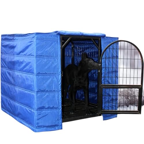 Schwerlast-Hundeboxabdeckung isoliert für den Winter, Dicke Außenkäfigabdeckungen für Hundezwinger, Katzen und Kaninchen, Oxford-Stoff + Baumwolle(Blue,91x58x64cm(36inch)) von Generic
