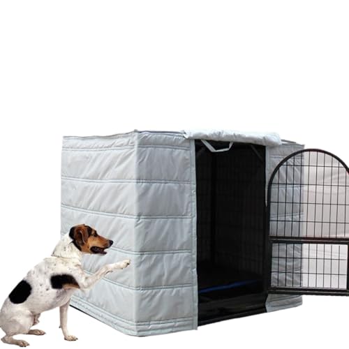 Schwerlast-Hundeboxabdeckung isoliert für den Winter, Dicke Außenkäfigabdeckungen für Hundezwinger, Katzen und Kaninchen, Oxford-Stoff + Baumwolle(Gray,122x76x84cm(48inch)) von Generic
