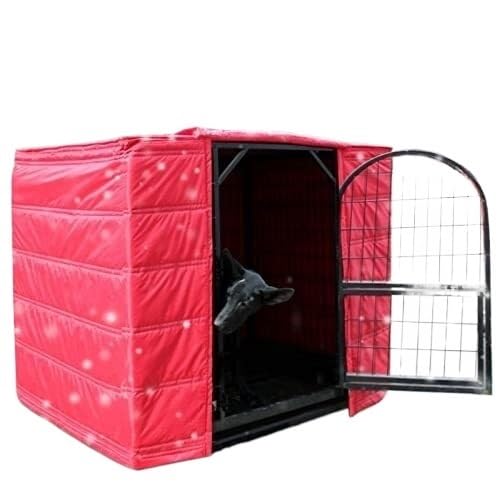 Schwerlast-Hundeboxabdeckung isoliert für den Winter, Dicke Außenkäfigabdeckungen für Hundezwinger, Katzen und Kaninchen, Oxford-Stoff + Baumwolle(Red,110x70x90cm) von Generic