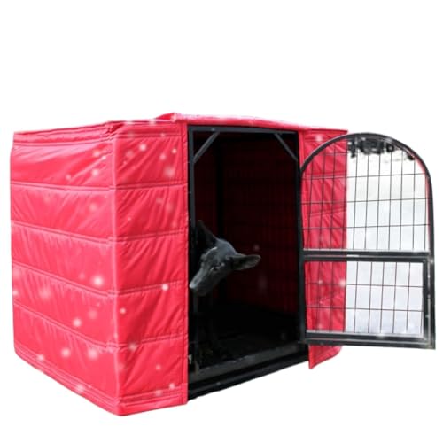 Schwerlast-Hundeboxabdeckung isoliert für den Winter, Dicke Außenkäfigabdeckungen für Hundezwinger, Katzen und Kaninchen, Oxford-Stoff + Baumwolle(Red,122x76x84cm(48inch)) von Generic
