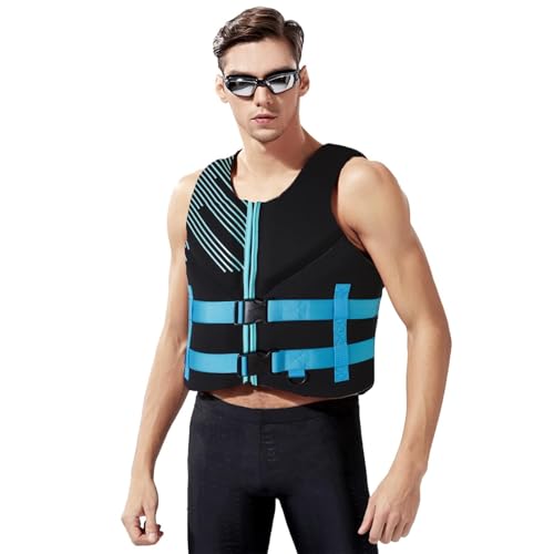 Schwimmweste für Erwachsene, Schwimmweste aus Neopren, verstellbar, atmungsaktives Design, Wassersicherheit, Wassersport, Kajak, Angeln, Schwimmen, Blau, Größe XXL von Generic