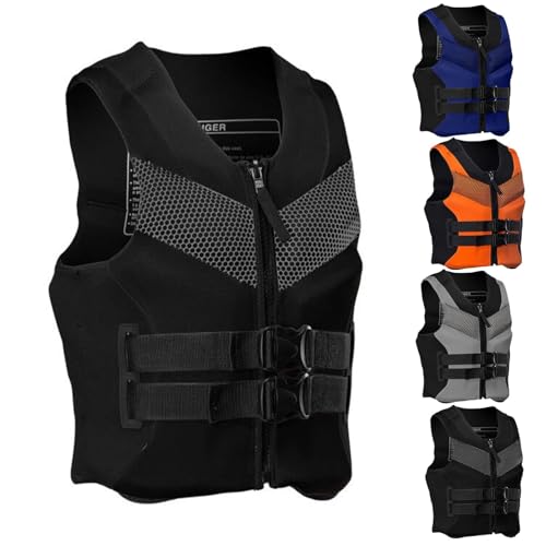Schwimmweste mit high Auftrieb, verstellbare Neopren-Rettungsweste for Erwachsene, Schwimmhilfe for die Wassersicherheit, for Kajakfahren und Bootfahren(Schwarz,XXL) von Generic