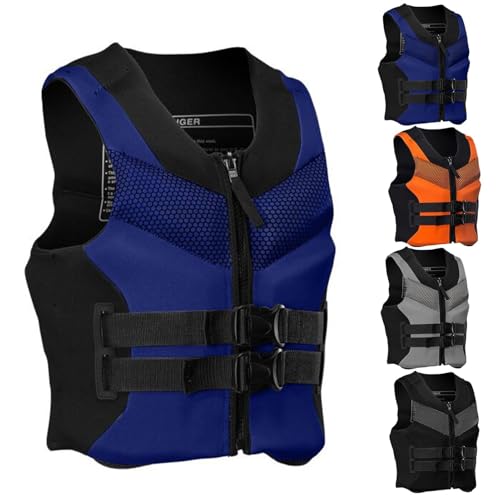 Schwimmweste mit high Auftrieb for Erwachsene, Neopren-Schwimmweste mit Sicherheitsschnalle, Schwimmweste for Kajakfahren, Paddeln, Angeln(Blue,3XL) von Generic