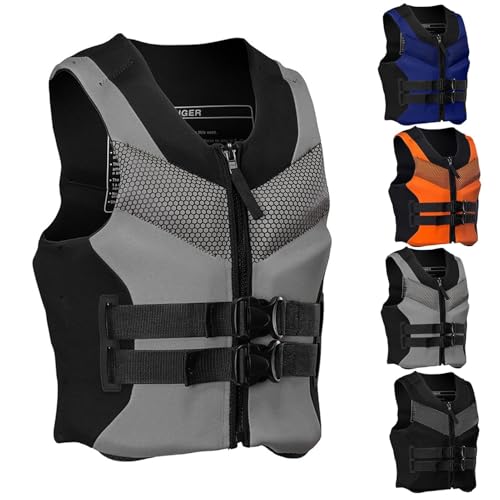 Schwimmweste mit high Auftrieb for Erwachsene, Neopren-Schwimmweste mit Sicherheitsschnalle, Schwimmweste for Kajakfahren, Paddeln, Angeln(GRAU,4XL) von Generic