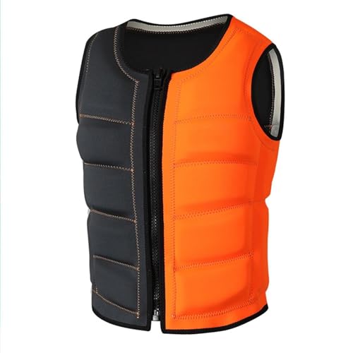 Schwimmweste mit high Auftrieb for Erwachsene, Neopren-Wassersicherheitsjacke, Schwimmhilfe for Kajakfahren, Surfen, Schwimmen, Bootfahren(Orange,3XL) von Generic