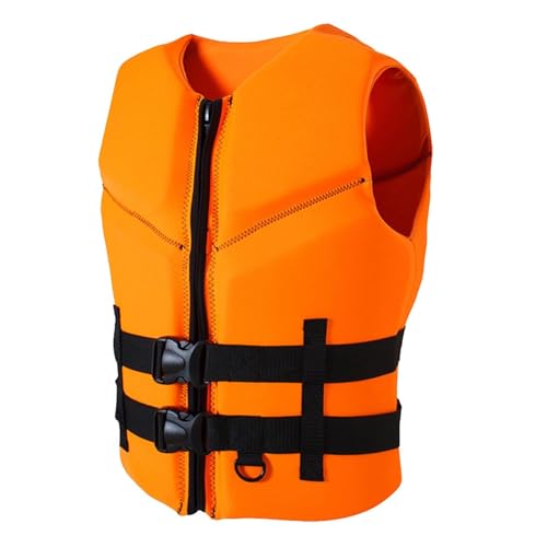 Schwimmweste mit high Auftrieb for Erwachsene, verstellbare Schwimmweste mit Sicherheitsschnalle, PFD-Wassersportausrüstung for Kajakfahren, Jetski, Bootfahren(Orange,XL) von Generic