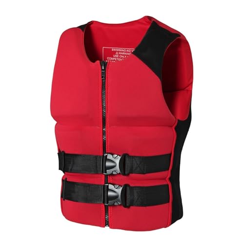 Schwimmweste mit high Auftrieb for Erwachsene, verstellbare Schwimmweste mit Sicherheitsschnalle, Schwimmhilfe PFD, for Kajakfahren, Surfen, Schnorcheln, Wassersport(Red,XXL) von Generic