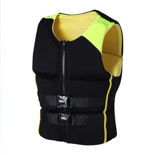 Schwimmweste mit high Auftrieb for Erwachsene, verstellbare Schwimmweste mit Sicherheitsschnalle, Schwimmhilfe PFD, for Kajakfahren, Surfen, Schnorcheln, Wassersport(Yellow,XL) von Generic