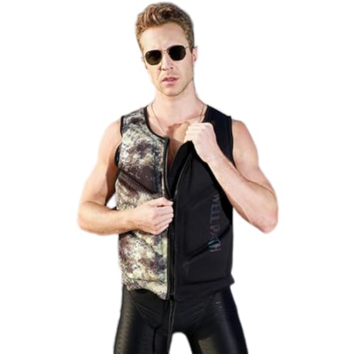 Schwimmweste und Rettungsweste for Erwachsene, Neopren-Schwimmhilfe, Sicherheitsschwimmgerät for Kajakfahren, Schnorcheln, Bootfahren(Camo,XL) von Generic