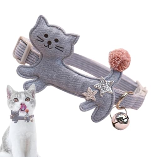 Sicheres Katzenhalsband, niedliches Katzenhalsband mit niedlichem Katzen-Design, Halsband mit Glöckchen, Sicherheitshalsband für Haustiere, verstellbar für kleine und mittelgroße Katzen von Generic