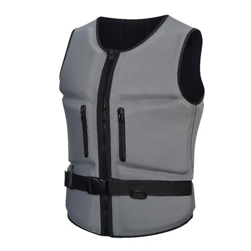 Sicherheitsweste mit high Auftrieb for Erwachsene, Neopren-Rettungsweste for Kajaks, Schwimmhilfe for Wassersport, for Angeln, Paddeln, Surfen(GRAU,3XL) von Generic