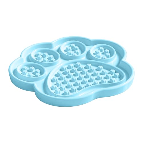 Slow Feeder für Hunde und Katzen, 22,6 cm Leckmatte und Puzzle-Futterstation, blauer Katzennapf, langsamer Futterspender für Angstlinderung, interaktive Leckereien und Nassfutter, perfekt für von Generic