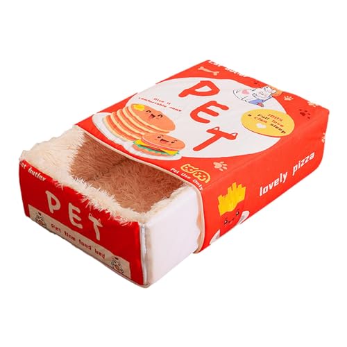 Snack -geformtes Katzenbett - Waschbares Rechteck Haustierbett mit Reißverschluss | Plüsch maschinengewaschener Katzenhaus-Komfortables Ausziehdesign für Innenkatzen, Kätzchen und kleine Hunde von Generic