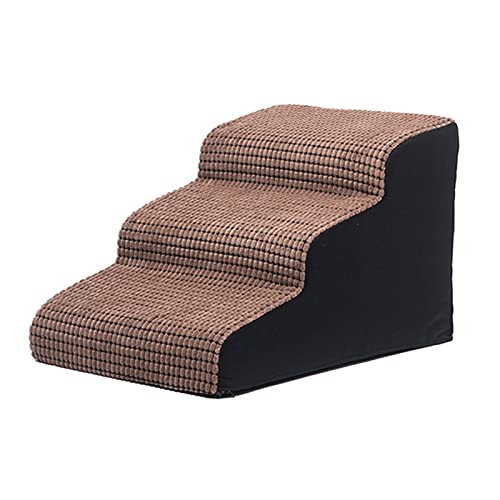 Sofa-Hundetreppe, strapazierfähiger Schaumstoff mit hoher Dichte, Hunderampe für Treppen im Haus für kleine, mittelgroße und große Hunde, Katzen und Haustiere, rutschfeste Unterseite, Braun von Generic
