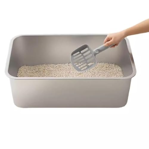 Stainless Steel Litter Box,Große Katzentoilette Edelstahl, Kaninchentoilette Katzenklo offen für großes Häschen und große Katze Extra groß, spritzwassergeschützt Stainless Steel Litter Box,Große Katzentoilette Edelstahl, Kaninchentoilette Katzenklo offen für großes Häschen und große Katze Extra groß, spritzwassergeschützt von Generic