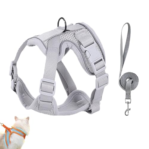 Stimulicat Cat Harness,Escape Proof Adjustable Mesh Vest with Reflective Strips,No Pull No Choke Design Makes Cats Stress-Free,Suitable for Cats to Walk Comfortably Indoors and Outdoors (Gray,S) von Generic