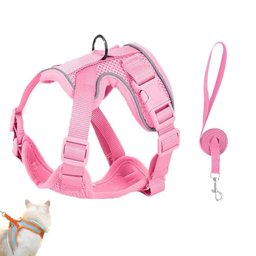 Stimulicat Cat Harness,Escape Proof Adjustable Mesh Vest with Reflective Strips,No Pull No Choke Design Makes Cats Stress-Free,Suitable for Cats to Walk Comfortably Indoors and Outdoors (Pink,S) von Generic