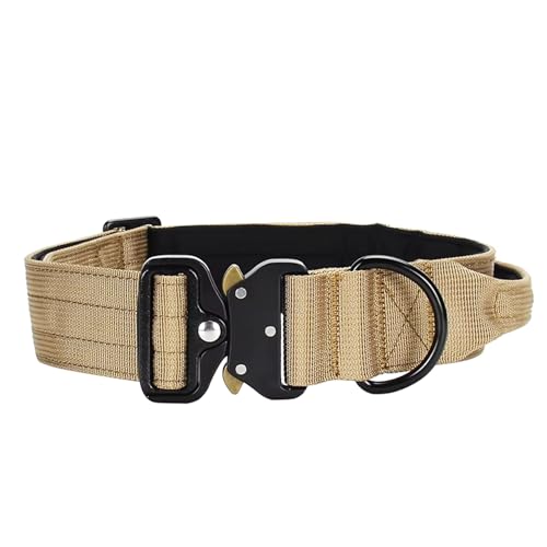 Strapazierfähiges, taktisches Hundehalsband, verstellbares Nylon mit Metallschnalle, mehrere Farben (Tan, L) von Generic