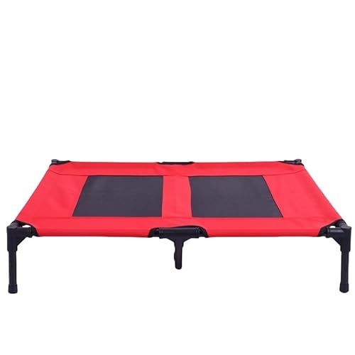 Strapazierfähiges Hundebett aus Oxford-Stoff mit erhöhtem Metallrahmen für den Außenbereich, geeignet für drinnen, draußen, auf dem Rasen,(Red1,XL:122x91x17CM) von Generic